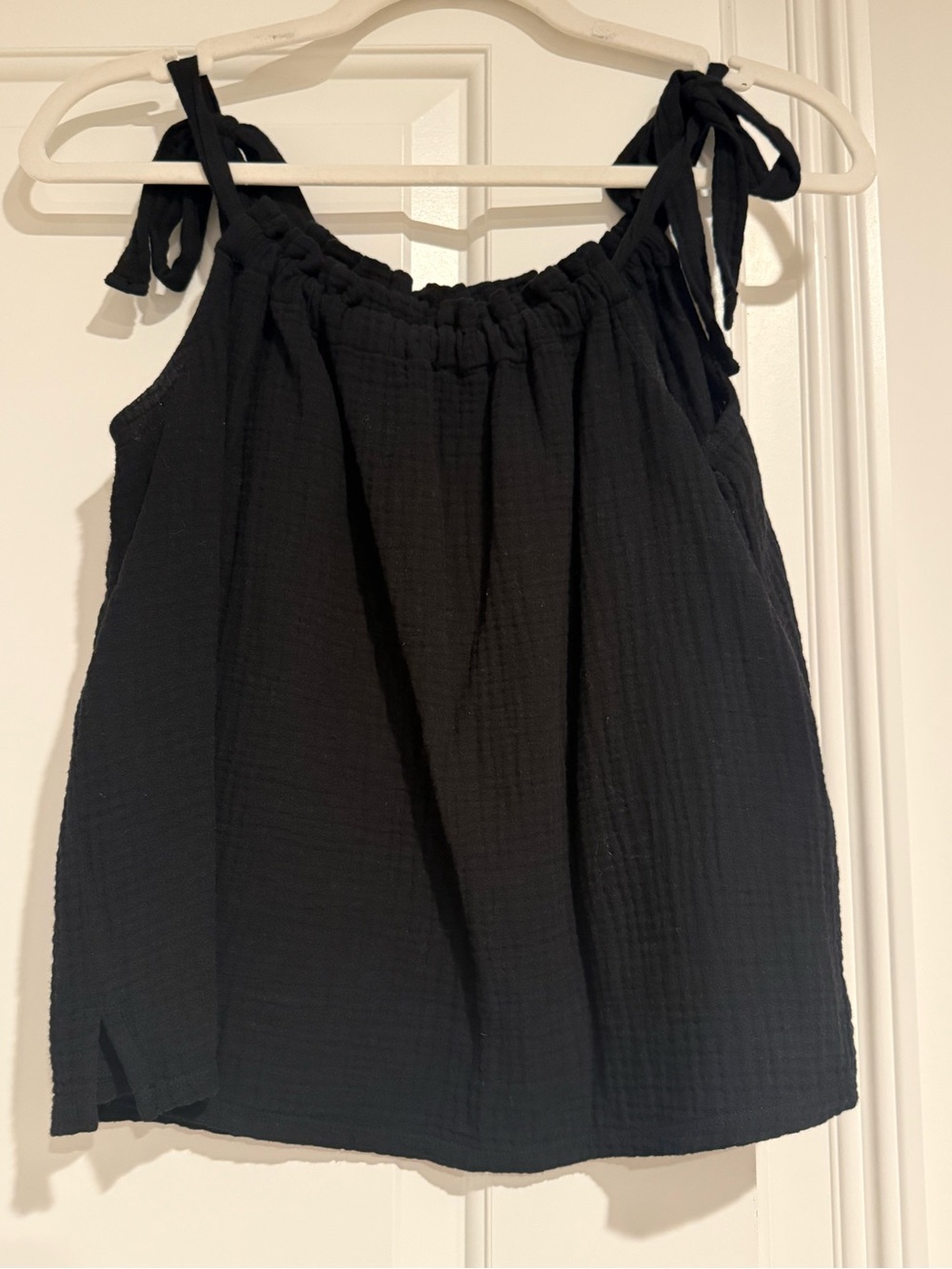 Nation LTD Black Tie-Shoulder Gauze Tank Top